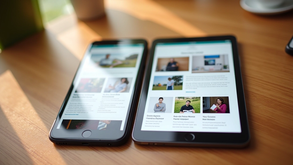 Smartphone e tablet affiancati mostrando lo stesso sito web con layout adattato